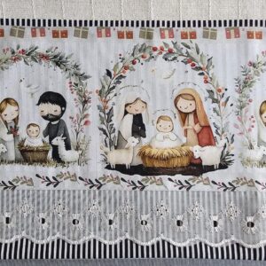 Família na Manjedoura Sacaria Flame - Pano de Copa (55x73cm)