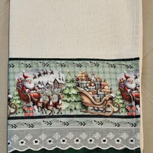 Papai Noel com Presentes de Natal Sacaria Flame - Pano de Copa (55x73cm)