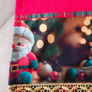 Estampa Natal Papai Noel Sacaria Flame - Pano de Copa (55x73cm)